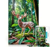 Puzzle Origami Cerf dans la Forêt pour Adultes 1000 Pièces Stimule la Mémoire Passe-Temps à la Maison Bords Nets Cadeau Élégant (38x26cm)