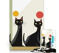 Puzzle Original de 1000 pièces représentant des Chats Noirs aux Formes géométriques idéal pour Les Adolescents Jeu de réflexion et de développement Mental Design apaisant et Amusant Cadeau Unique