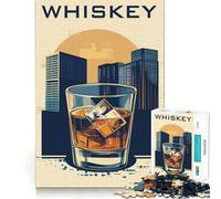 Puzzle Original de 1000 pièces représentant Un Paysage Urbain et du Whisky, idéal pour Adultes Stimule la mémoire, activité à Domicile, Bords Nets, Cadeau Festif (38x52cm)