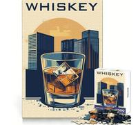 Puzzle Original de 1000 pièces représentant Un Paysage Urbain et du Whisky, idéal pour Les Adolescents Jeu de logique Clair et Relaxant, découpe Parfaite, (38x26cm)