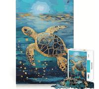 Puzzle Original de 1000 pièces représentant Une Tortue de mer dorée pour Adultes Jeu de réflexion et de Loisirs Qualité supérieure Joli présent (50x75cm)
