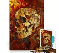 Puzzle Original en vitrail représentant Un crâne pour Adultes, 1000 pièces, édition limitée Recall Upgrade Peaceful Time Tight Cut Santa Wish List (50x75cm)