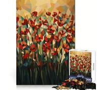 Puzzle Original géométrique Champ de Coquelicots 1000 pièces pour Adultes pour stimuler la mémoire et se détendre mentalement Découpe de qualité supérieure Surprise chaleureuse (38x52cm)