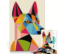Puzzle Original géométrique de 1000 pièces représentant Un Portrait de Chien, idéal pour Les Adolescents Jouet cognitif et Relaxant Finition Premium Liste de souhaits du Père Noël (50x75cm)
