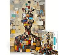 Puzzle Original l'homme épinglé à Ses pensées pour Adultes, 1000 pièces, Jeu de logique raffiné, détente et Plaisir, Bords Nets, œuvre d'art (38x26cm)