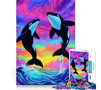 Puzzle Orques Bondissantes Océan Coloré 1000 Pièces pour Adolescents Jeu de Logique Solide et Silencieux Bords Clairs Cadeau Élégant (38x52cm)