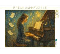 Puzzle · Où Chaque Note effleure Un Souvenir | Une femme perdue dans le son du piano · 1000 pièces · Format assemblé 64 × 48 cm · CALVENDO Puzzle