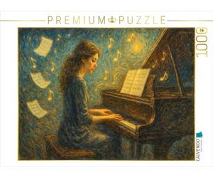 Puzzle · Où Chaque Note effleure Un Souvenir | Une femme perdue dans le son du piano · 1000 pièces · Format assemblé 64 × 48 cm · CALVENDO Puzzle