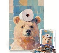 Puzzle Ours avec Papier Toilette pour Adultes 1000 Pièces Entraînement à la Concentration et à la Pleine Conscience Évasion Cadeau Sensuel (38x26cm)