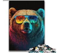 Puzzle Ours Brun à Lunettes pour Adultes et Adolescents, Jeux Amusants en Famille, Activités à la Maison, Cadeau d'anniversaire, Cadeaux de Voyage (70x100cm)