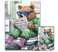 Puzzle Ours Brun aux Toilettes 1000 Pièces, Puzzle Impossible pour Adultes, Casse-tête Difficile pour Adolescents, Jeu Interactif et Amusant en Famille 50x75cm / 19,68x29,52 Pouces