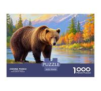 Puzzle Ours Brun avec 1000 Pièces pour Adultes,Paysage d'automne Un Jeu De Dexérité Très Difficile Puzzle D'intelligence l'art De La Décoration Moderne 70x50cm/1000pcs