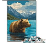 Puzzle Ours Brun dans Le lac, 1000 pièces pour Adolescents, à partir de 14 Ans Un Plaisir en Famille idéal comme Cadeau pour Toute la Famille (26x38cm)