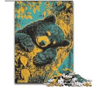 Puzzle Ours Brun Endormi pour Adultes, Jeu de Puzzle Amusant et Relevant, Chaque Pièce Est Unique - Jeu Familial Amusant et Relevant 50x75cm