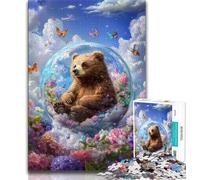 Puzzle Ours Brun Fleur 1000 pièces pour Adolescents, Jeux éducatifs, décoration d'intérieur, à Offrir en Cadeau à Toute la Famille (38x26cm)