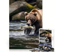 Puzzle Ours Brun Grizzly Nature 1000 Pièces pour Adolescents Développe la logique Apaisant pour Les Temps de Détente (50x75cm)