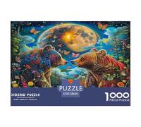 Puzzle Ours Brun, Ours Prairie Clair Lune, Cosmique, 1000 pièces, Impossible, décoration Murale, 38x26cm