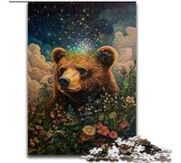 Puzzle Ours Brun Rose 1000 pièces pour Adultes et Adolescents, Jeu Stimulant et Jeu Familial, Cadeau d'anniversaire, décoration Murale (50x75cm)