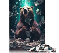 Puzzle Ours en Argent Billets de Dollars, Matériaux Respectueux de l'environnement, Puzzle en Carton 100% Recyclé, pour Adultes et Enfants, Cadeau de Noël, 1000 pièces (26 x 38 cm)