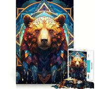 Puzzle Ours en Vitrail pour Adultes 1000 Pièces Jouet Intelligent et Apaisant Découpe Précise Pièce de Collection 38x26cm