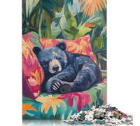 Puzzle Ours endormi dans Un Paradis Tropical - Puzzle de 500 pièces en Bois pour Adultes (18+) - Jeu éducatif - 500 pièces (52 x 38 cm)