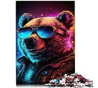 Puzzle Ours néon Nuits pour Adultes, 1000 pièces, Puzzle en Bois, Jouet éducatif Anti-Stress, 50x75cm