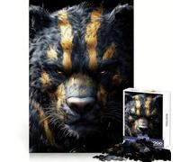 Puzzle Ours Noir à Rayures Dorées 1000 Pièces pour Adolescents Améliore la Mémoire Paisible et Amusant Découpe Laser Cadeau Touchant (38x26cm)