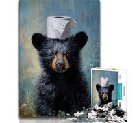 Puzzle Ours Noir Jouant avec du Papier Toilette pour Adultes 1 000 Puzzles, Difficiles à compléter, mais Amusants et Humoristiques Décoration d'intérieur et Cadeaux Uniques (50x75cm)