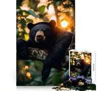 Puzzle Ours Noir Se Détente dans Un Arbre pour Adultes 1000 Pièces Stimule la Réflexion Passe-Temps Tranquille Verrouillage Sécurisé Cadeau Créatif (38x52cm)