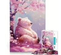 Puzzle Ours paisible dans Les cerisiers en Fleurs, 1000 pièces, pour Adultes, Jeu de logique Solide, Jeu apaisant, Bords Nets, Cadeau Artistique (38x26cm)