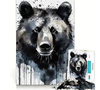 Puzzle Ours Peint à l'Aquarelle 1000 Pièces pour Adolescents Jeu de Stimulation Mentale Assemblage Solide et Sécurisé Activité Amusante en Famille Activité Nocturne (38x26cm)