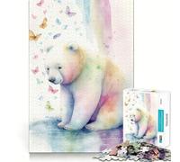 Puzzle Ours Polaire Adorable pour Adolescents 1000 Pièces Jeu de Logique et de Sensation Attentif et Amusant Bords Lisse Cadeau d'anniversaire 50x75cm