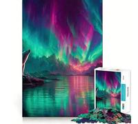 Puzzle Ours Polaire Aurore Boréale 1000 Pièces pour Adolescents Jeu de Logique et de Train Décoration Murale Légère et Découpe Lisse (38x52cm)