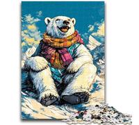 Puzzle Ours Polaire avec écharpe 1000 pièces pour Adultes et Adolescents, Difficile à réaliser mais Amusant et Humoristique, Cadeau d'anniversaire, Cadeaux, décoration Murale (50x75cm)