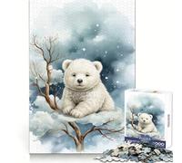 Puzzle Ours Polaire Bébé 1000 Pièces pour Adolescents Développement de la Capacité Analytique et de la Conscience Loisirs Assemblage Solide Cadeau de Vacances (38x26cm)