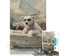 Puzzle Ours Polaire dans Une Baignoire 1000 Pièces Jeu de Logique Transparente Loisirs Créatifs Découpe Parfaite Cadeau Créatif (50x75cm)