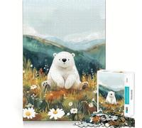 Puzzle Ours Polaire dans Une Prairie 1000 Pièces pour Adultes Jeu Cognitif et Amusant à Assembler Collection d'Images (38x52cm)