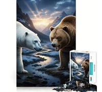 Puzzle Ours Polaire Grizzly pour Adolescents 1000 Pièces Wise Think Toy Leisure Fun Clear Cut Décoration Murale (38x52cm)