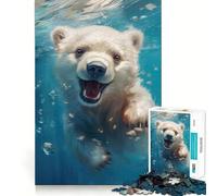 Puzzle Ours Polaire Nageur pour Adolescents 1000 Pièces Pure Logic Toy Quiet Calm Clean Cut Décoration Murale 38x52cm