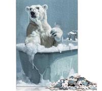 Puzzle Ours Polaire pour Baignoire, Puzzle en Carton de Qualité Supérieure, Défi et Stimulant, pour Adultes et Ados, Cadeau de Noël, 1000 pièces (75 x 50 cm)