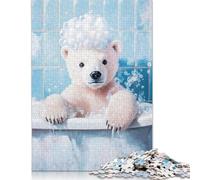 Puzzle Ours Polaire pour l'heure du Bain, Puzzle rectangulaire en Carton 100% recyclé de qualité supérieure, pour Femmes et Hommes, Cadeau Unique, 1 000 pièces (75 x 50 cm)