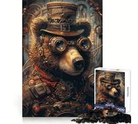 Puzzle Ours Steampunk Animalier 1000 pièces pour Adolescents Stimule la mémoire, détente et Finitions soignées Cadeau Festif (50x75cm)