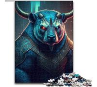 Puzzle Ours Taureau Blindé 1000 pièces pour Adultes et Adolescents, Jeu éducatif et Stimulant pour Les Anniversaires et Noël (50x75cm)