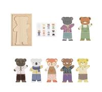 Puzzle Ours - Vêtements pour Habiller La Famille Ours - Puzzle en Bois Jeux D'Habillage Animal pour Fille - Jouet Activité Manuelle Enfant, Éducatif, Développement Et d'apprentissage