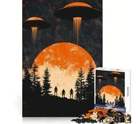 Puzzle OVNIs au-Dessus de la forêt 1000 pièces pour Adultes Stimule l'esprit Plaisir Garanti Assemblage Solide Cadeau Festif (50x75cm)