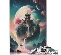 Puzzle Pagode au Sommet du Rocher, 1000 pièces, pour Adultes, Puzzle créatif et Stimulant, Jeu de réflexion, pour Adolescents et familles, 38 x 26 cm / 1000 pièces