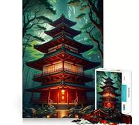 Puzzle pagode dans la forêt Verte pour Adolescents, 1000 pièces, Stimulation de la mémoire, Jeu d'intérieur, Cadeau de Noël (50x75cm)