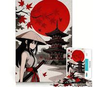 Puzzle pagode Katana Fille Anime 1000 pièces Jeu de mémorisation mentale Découpe de Haute précision Défi cérébral interactif pour la Maison (38x26cm)