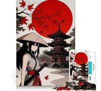 Puzzle pagode Katana Fille Anime pour Adolescents 1000 Pièces Jeu Stimulant l'esprit Assemblage Solide et Sécurisé Activité de Lien à Partager avec Les Proches (50x75cm)
