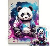 Puzzle Panda à Fond coloré pour Adultes, 1000 pièces, thème Souvenirs, Amélioration, Moments de Paix, Découpe serrée, Liste de souhaits du Père Noël (38x26cm)